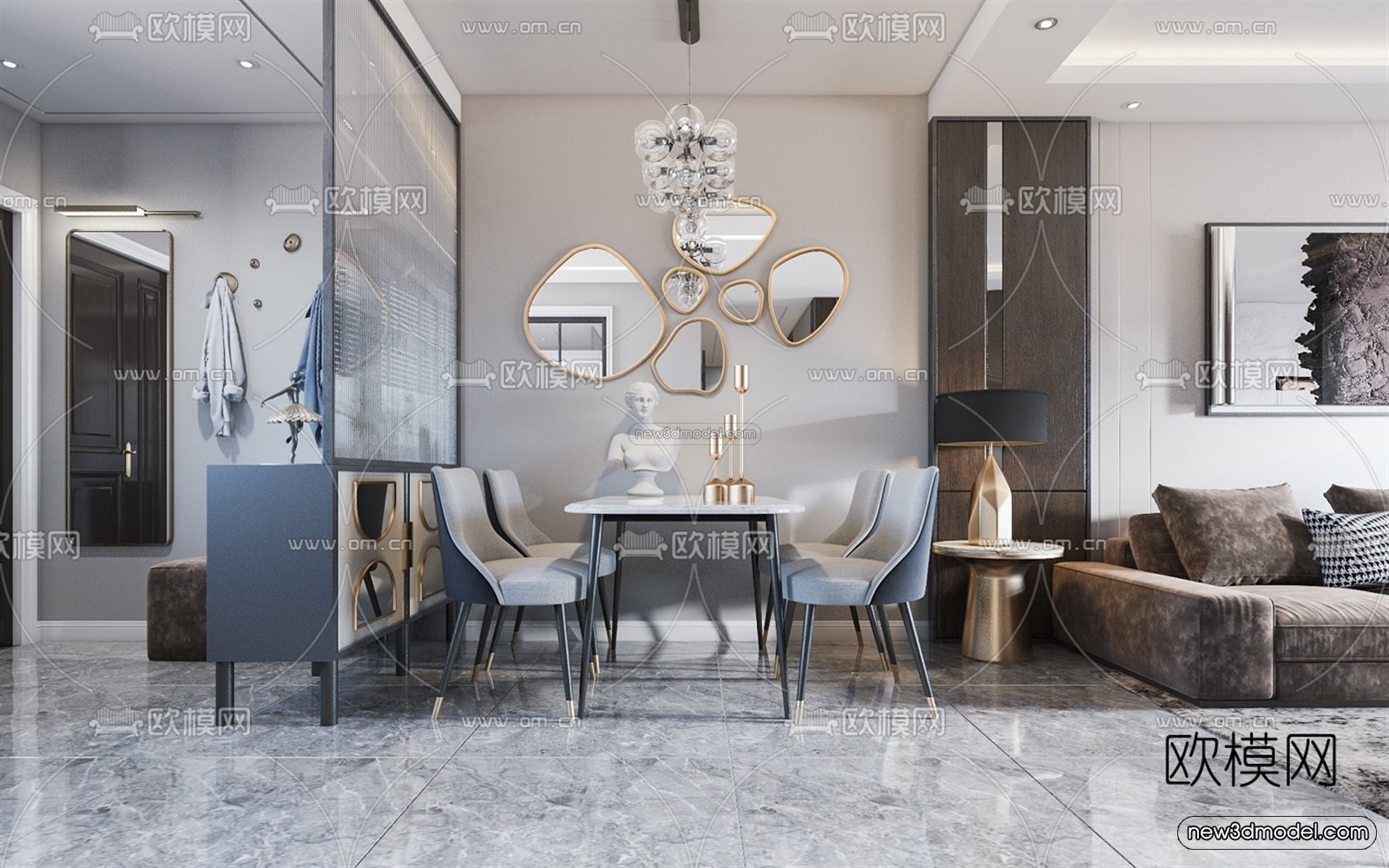 Luxury Style Interior 3D Blocks – Living Room 3D Model – 136 – VRAY - thumbnail 4