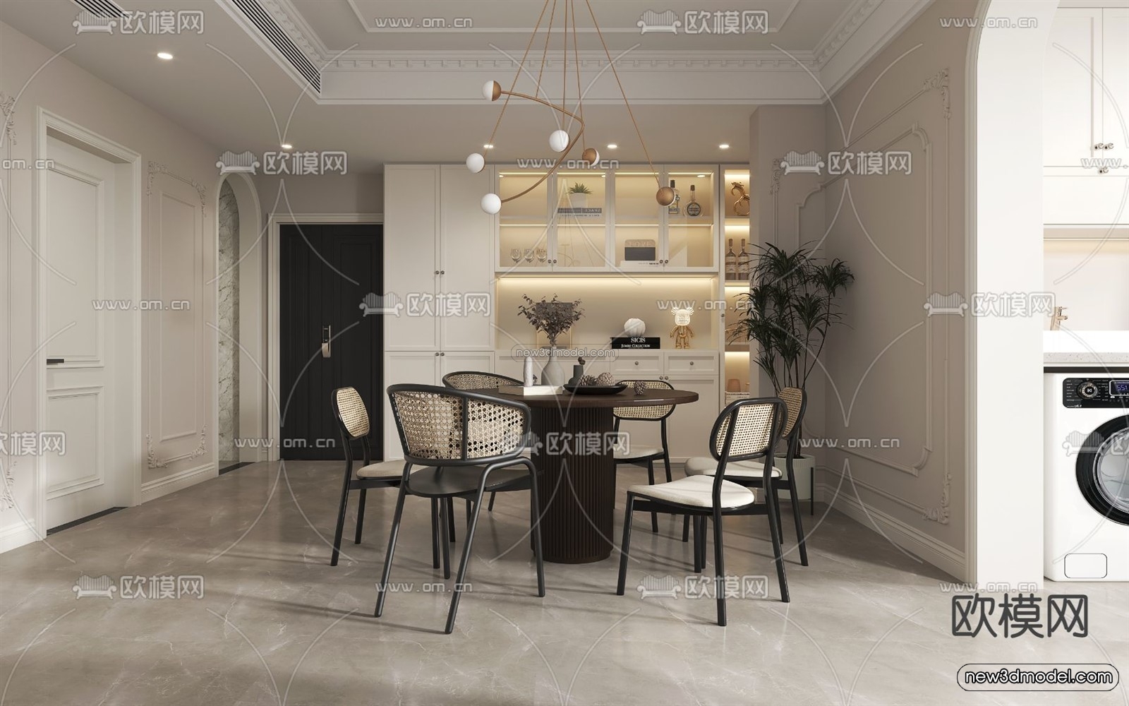 Cream Style Interior 3D Blocks – Living Room 3D Model – 014 – VRAY - thumbnail 2