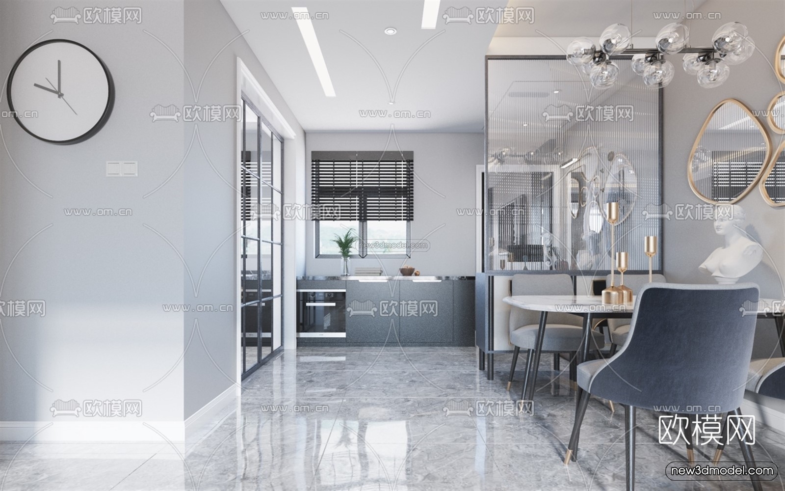 Luxury Style Interior 3D Blocks – Living Room 3D Model – 136 – VRAY - thumbnail 3