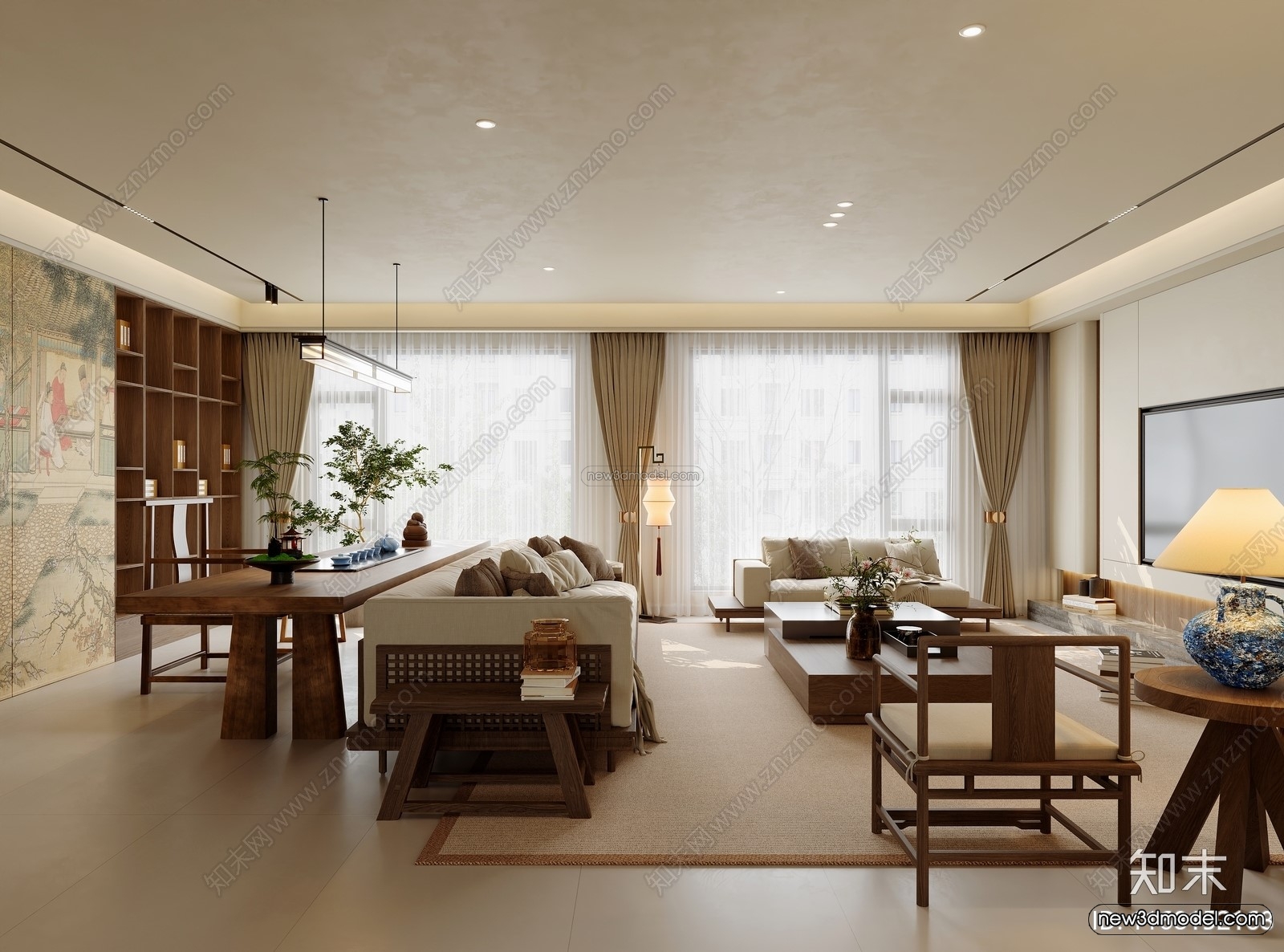 Modern Style Interior 3D Blocks and 3D Models – Living Room 3D Scene – 151 – CORONA - thumbnail 2