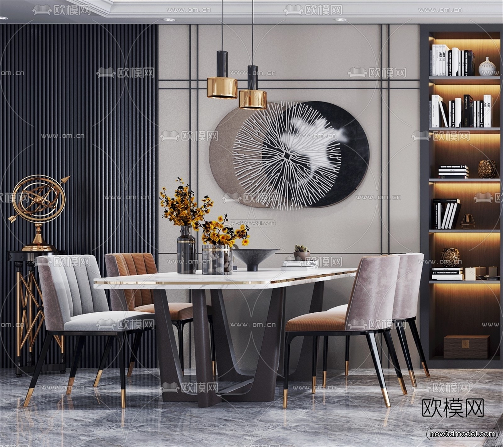 Luxury Style Interior 3D Blocks – Living Room 3D Model – 139 – VRAY - thumbnail 3