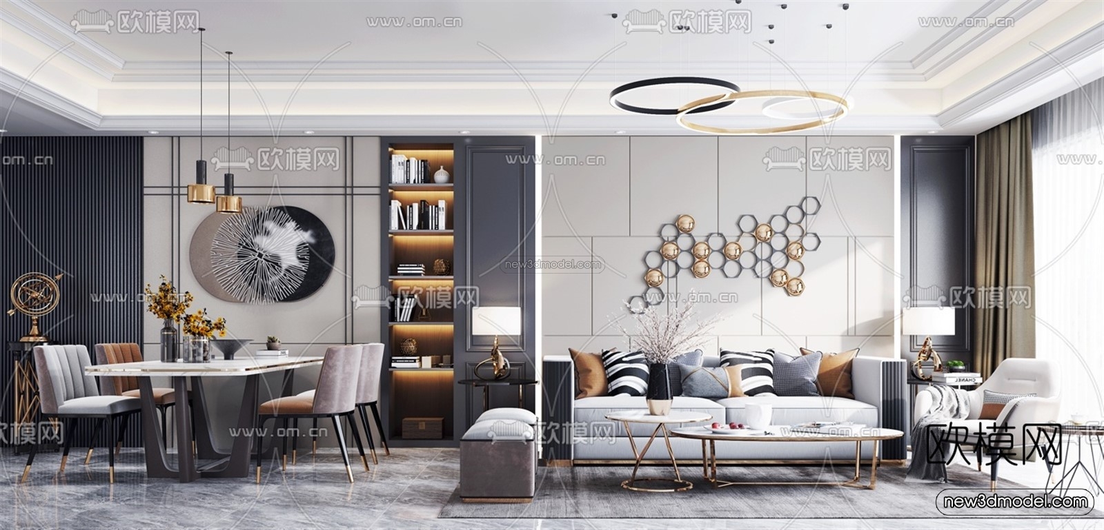 Luxury Style Interior 3D Blocks – Living Room 3D Model – 139 – VRAY - thumbnail 2