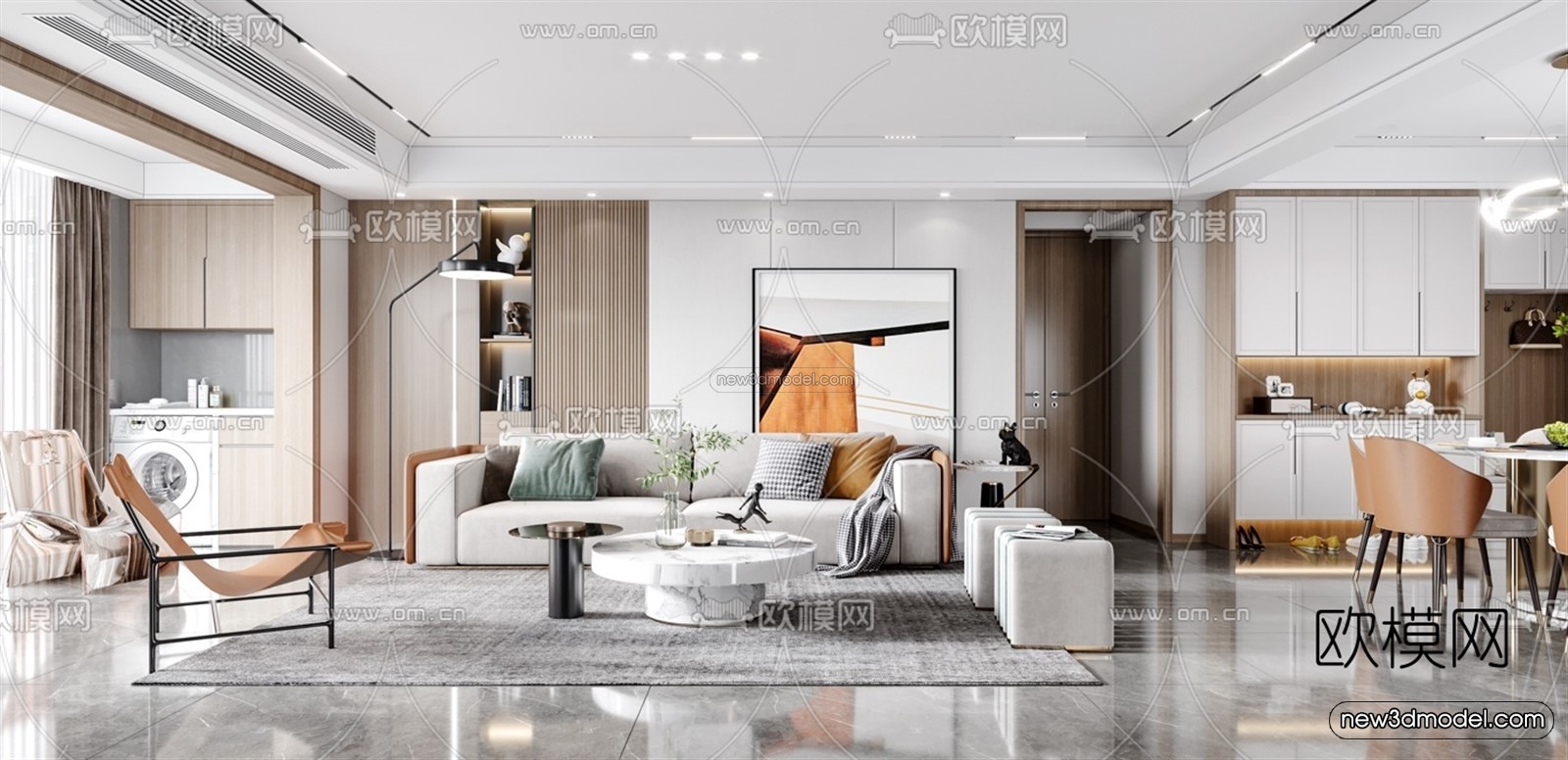 Luxury Style Interior 3D Blocks – Living Room 3D Model – 140 – VRAY - thumbnail 3