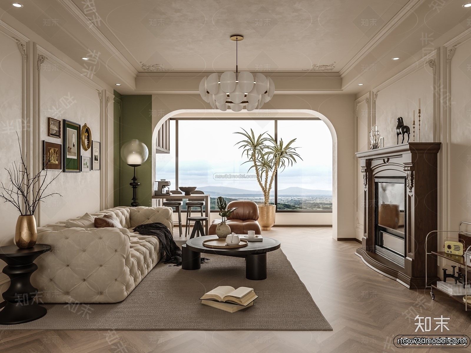 Modern Style Interior 3D Blocks and 3D Models – Living Room 3D Scene – 161 – CORONA - thumbnail 2
