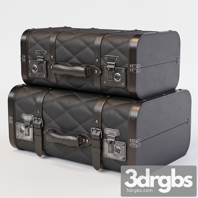 Black vintage suitcases 3dsmax Download - thumbnail 1