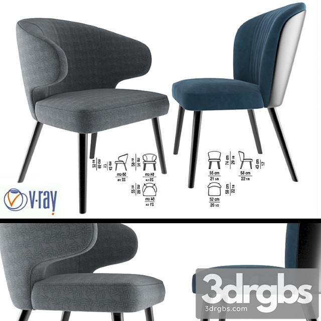 Minotti aston lounge chairs 2 3dsmax Download - thumbnail 1