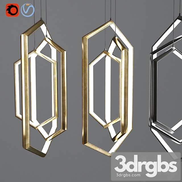Hexagon geometric modern chandelier led light fixture 3dsmax Download