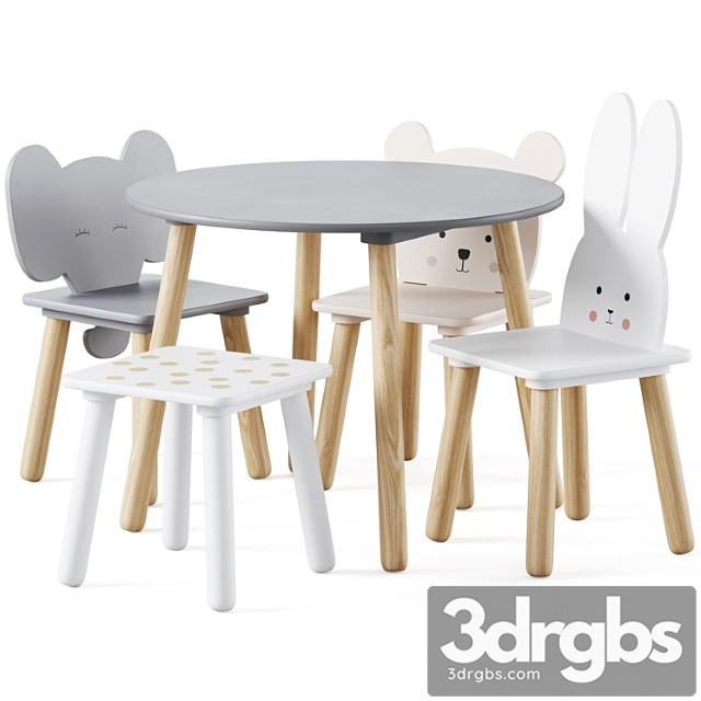 Table and animal kids chair by jabadabado 2 3dsmax Download - thumbnail 1