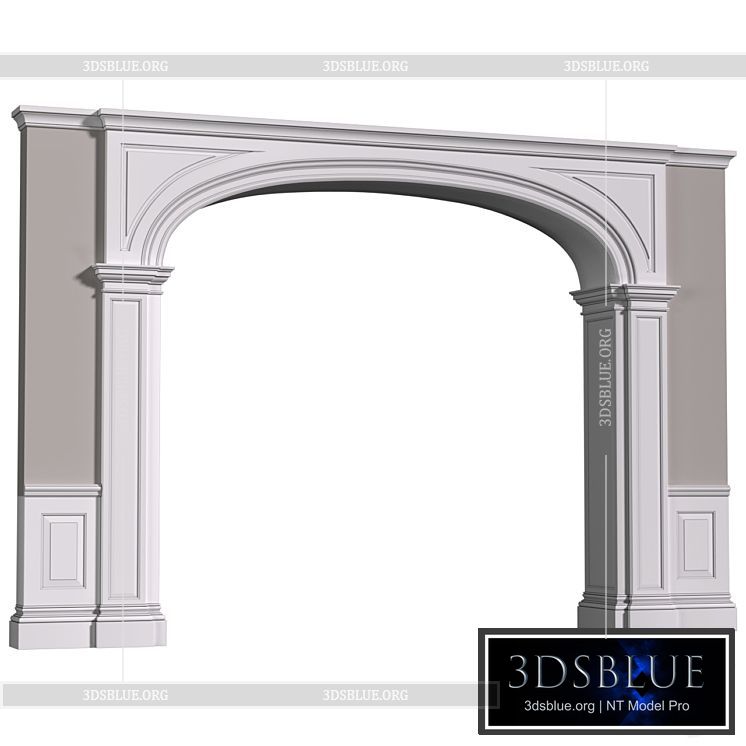 Archway in classic style. Arched interior doorway in a classic style.Traditional Interior Arched Doorway Opening.Entryway Wall Paneling 3DS Max - thumbnail 3