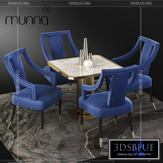 Munna Design dining set with CORSET Chair Table and Decor 3DS Max - thumbnail 3