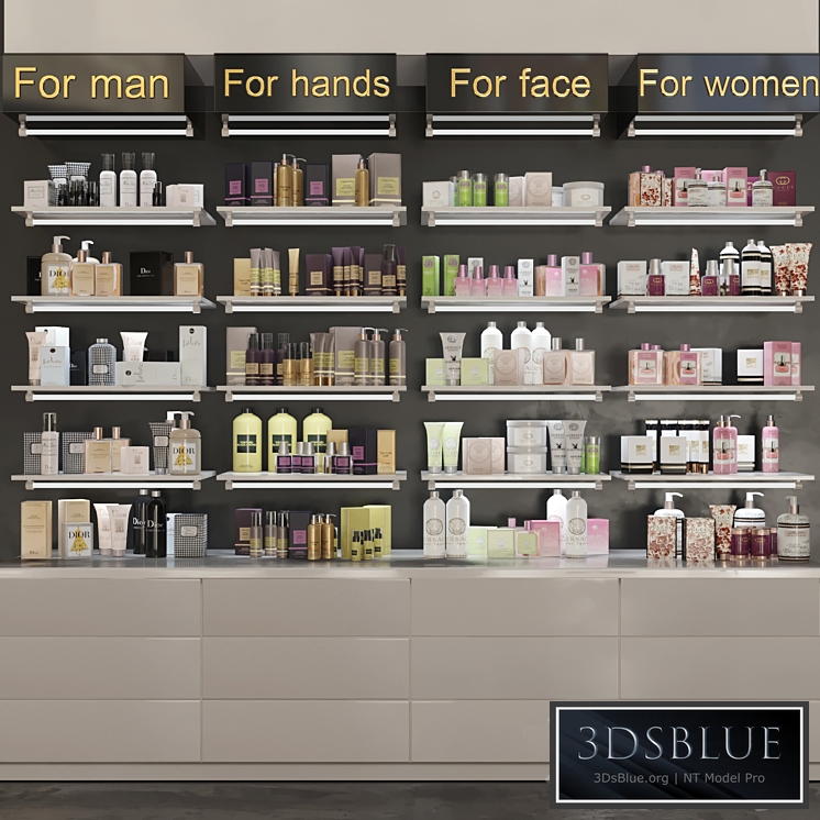 Showcase in pharmacies cosmetics for care. Beauty saloon 3DS Max - thumbnail 3