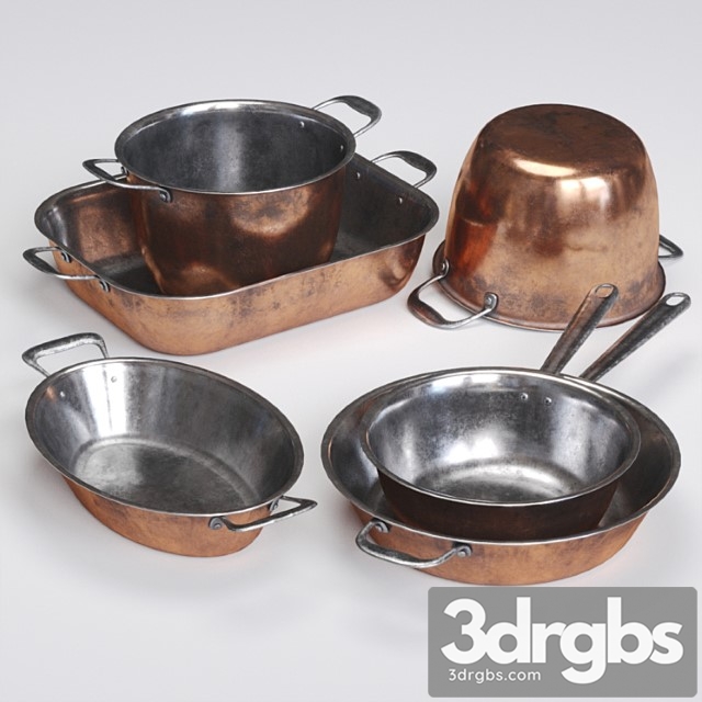 Copper cookwares set 3dsmax Download - thumbnail 1