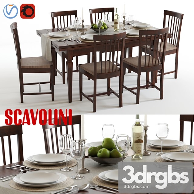 Scavolini Armony Chairs and Table 3dsmax Download - thumbnail 1