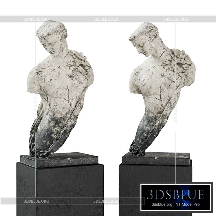 Greek woman torso pedestal marble 3DS Max - thumbnail 3