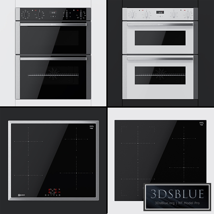 Neff – dual ovens J1ACE2HN0B J1ACE2HW0B and cooking surfaces T36BB40N0 T46FD53X0 3DS Max - thumbnail 3