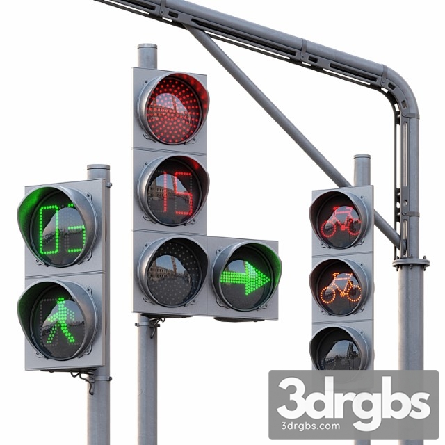 Ave Traffic Lights Set Animated 3dsmax Download - thumbnail 1