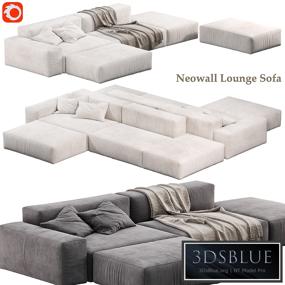 Neowall Lounge Sofa N2 by livingdivani 3DS Max - thumbnail 3