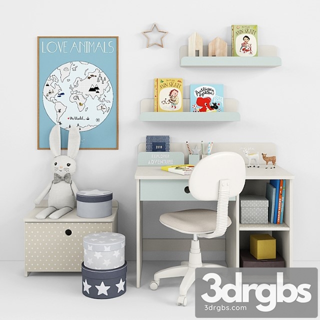 Writing table and decor for a nursery 12 3dsmax Download - thumbnail 1