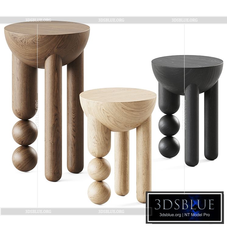 Profiterole Occasional Table \/ Wooden table 3DS Max - thumbnail 3