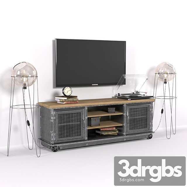 Tv stand in loft style 2 3dsmax Download - thumbnail 1