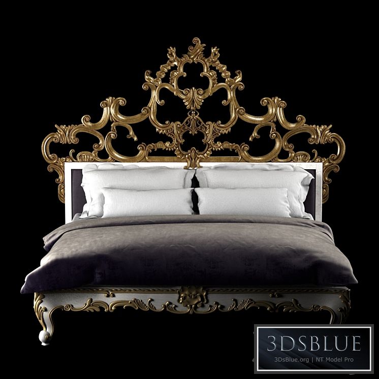 Venetian king gold decorated bed 3DS Max - thumbnail 3