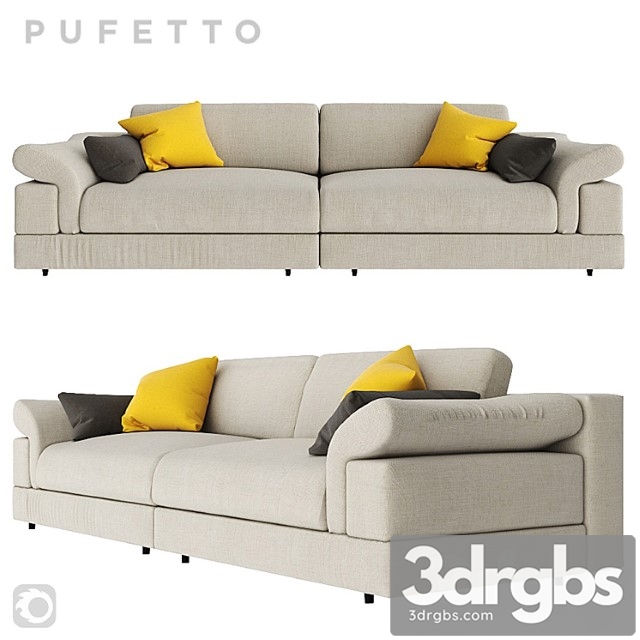 Triple sofa pufetto claudia. 2 3dsmax Download - thumbnail 1