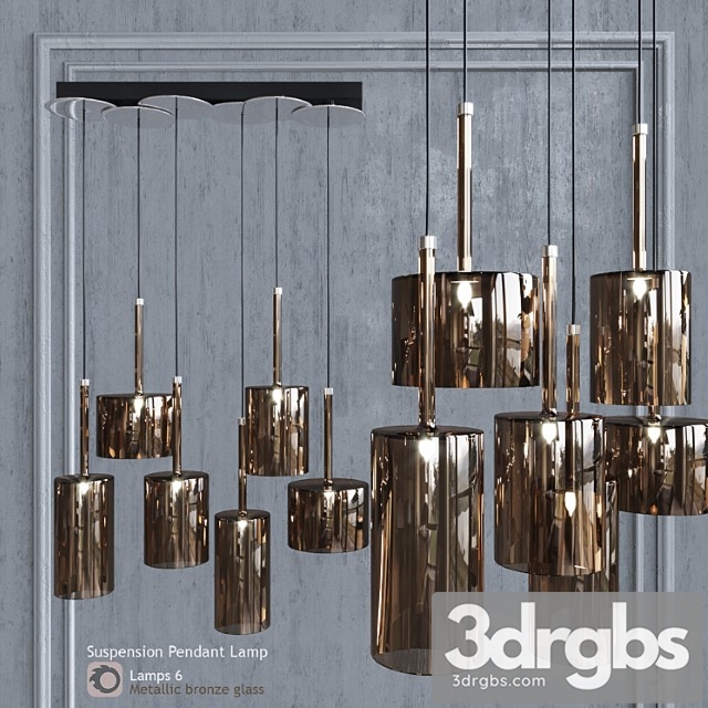 Pendant lamp axo light spillray sp lamps 6 glass metallic bronze 3dsmax Download - thumbnail 1