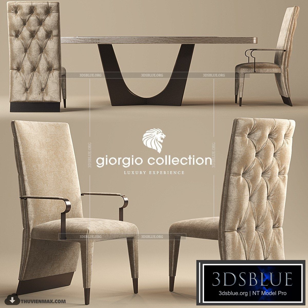 Table and chair Giorgio Lifetime Dining Chairs 3DS Max - thumbnail 3
