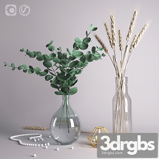 Decorative set with eucalyptus 2 3dsmax Download - thumbnail 1