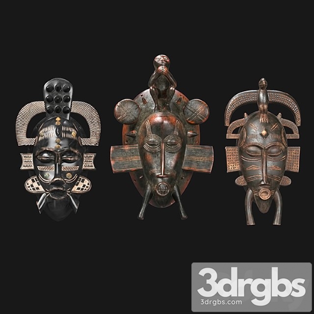 African masks of senoufo 3dsmax Download - thumbnail 1