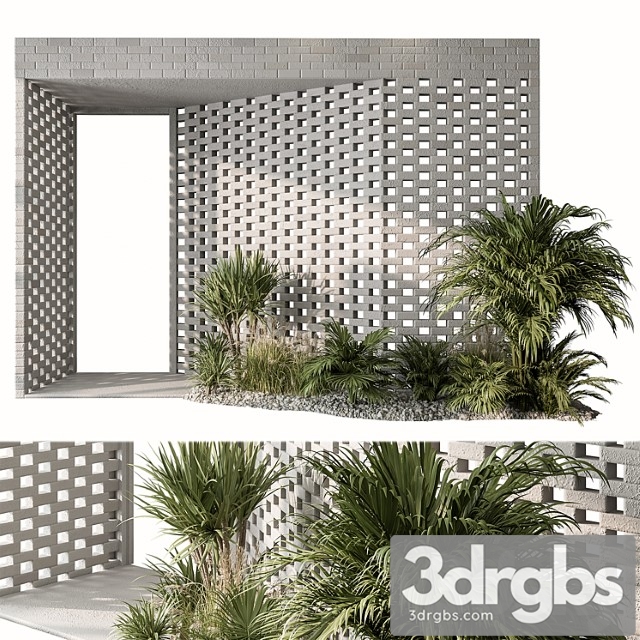 Outdoor entrance parametric brick wall – architecture element 53 3dsmax Download - thumbnail 1