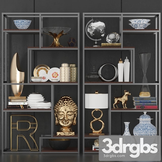Minimalist shelving with decor and accessories for design projects 7 3dsmax Download - thumbnail 1