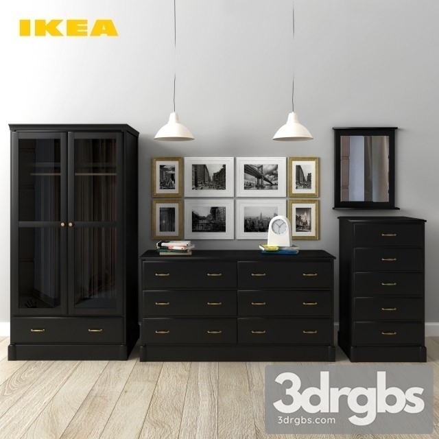 Ikea Wooden Black Chest 3dsmax Download - thumbnail 1