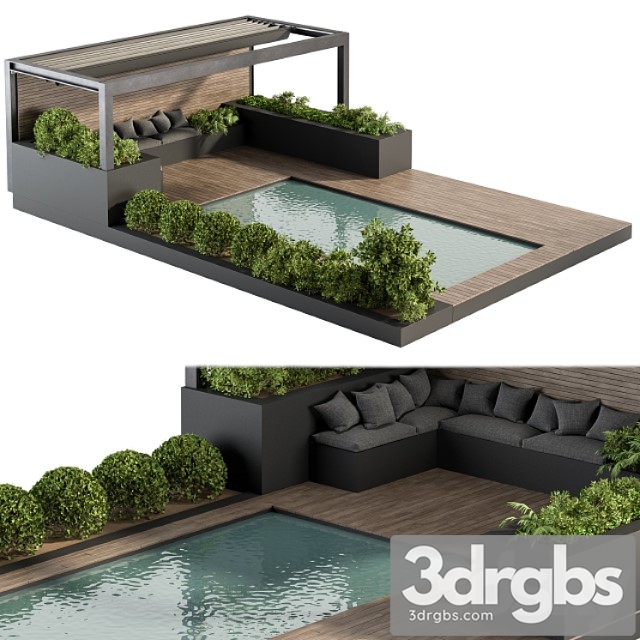 Backyard And Landscape Furniture With Pool 03 3dsmax Download - thumbnail 1