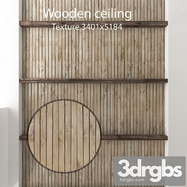 Wood  130 Wooden ceiling with beams 22 3dsmax Download - thumbnail 1