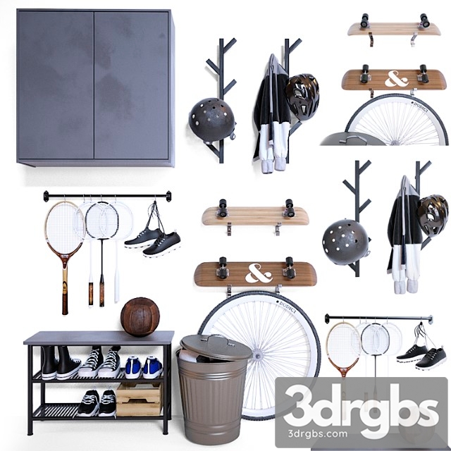 Storage of sports equipment in the hallway 3dsmax Download - thumbnail 1