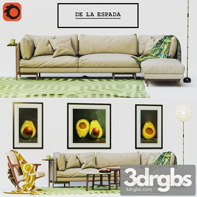 De La Espada Sofa Frame Armchair Woody 3dsmax Download - thumbnail 1