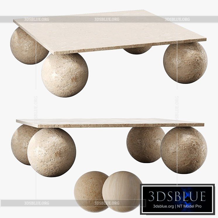 Kelly Wearstler-morro square coffee table 3DS Max - thumbnail 3