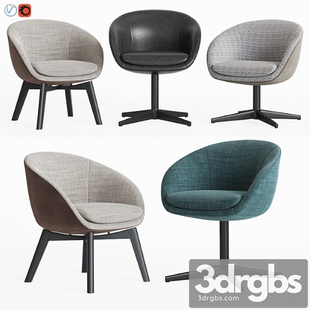 Minotti Russell Little Lounge Dining Chair Set 3dsmax Download - thumbnail 1