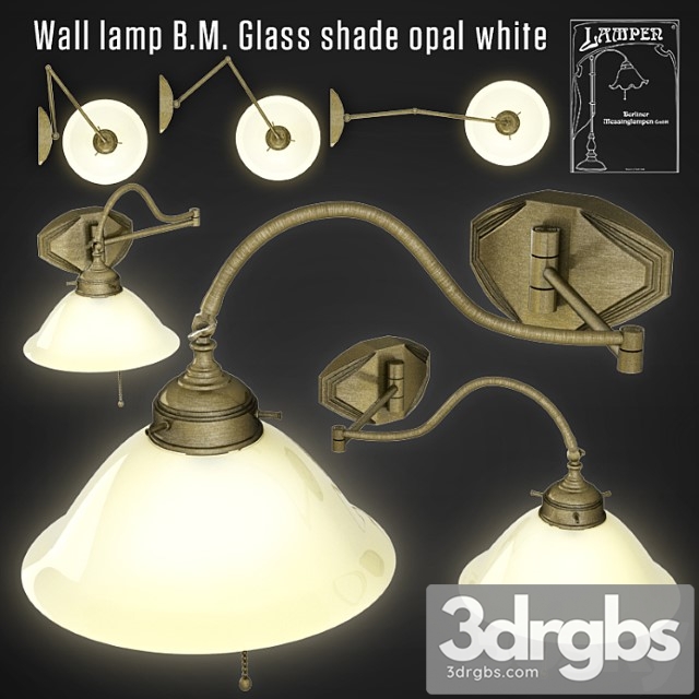 Wall Lamp B M Glass Shade Opal White 3dsmax Download - thumbnail 1
