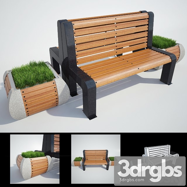 Bench For Park 3dsmax Download - thumbnail 1