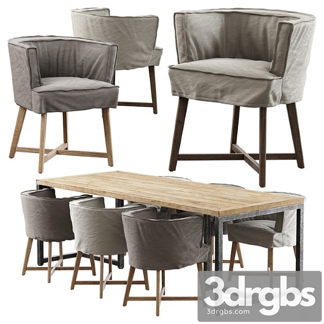 Woodie stoel + industrial table 3dsmax Download - thumbnail 1