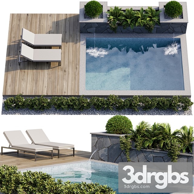 Backyard and landscape with pool 12 3dsmax Download - thumbnail 1