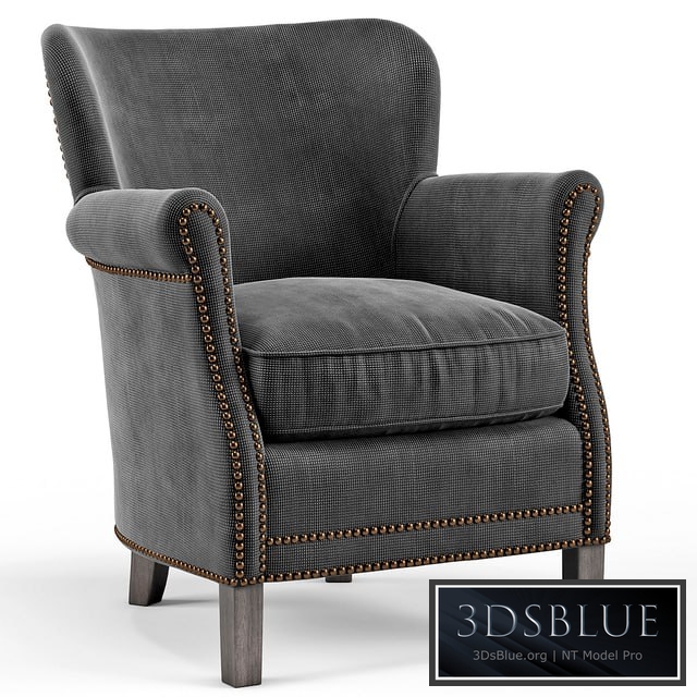 Belgian Club Chair with Nailheads 3DS Max - thumbnail 3