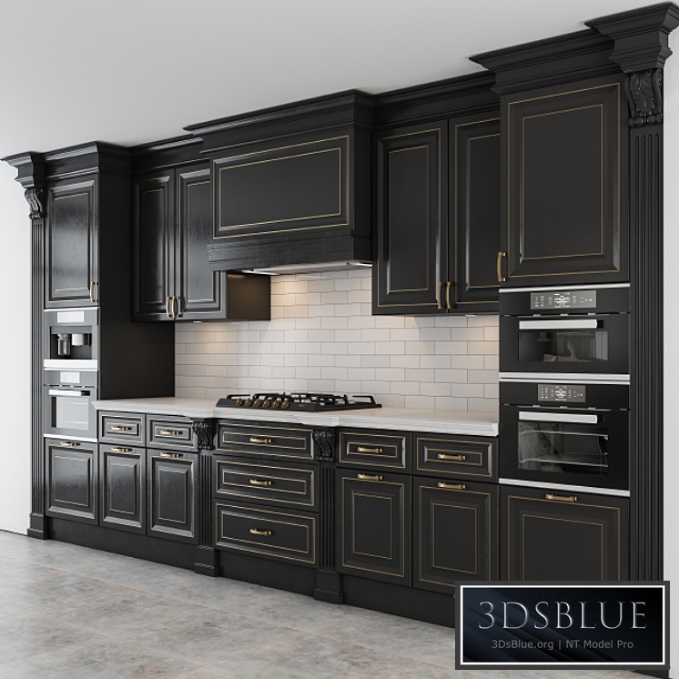 Black and Gold Lux Kitchen 3DS Max - thumbnail 3