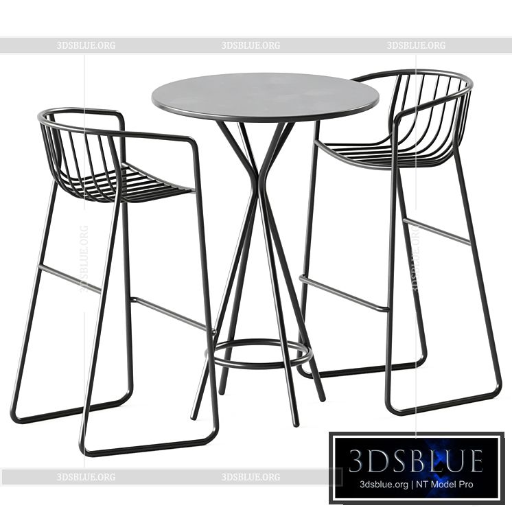 High Table Crona steel by Brunner and Bar Stool Randa Nude ST by Arrmet \/ Outdoor Furniture 3DS Max - thumbnail 3