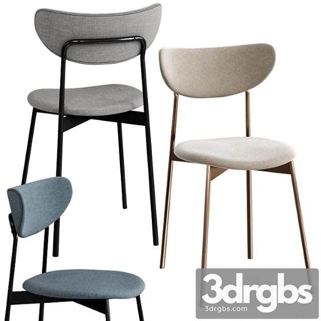 West elm mid-century modern petal upholstered dining chair 2 3dsmax Download - thumbnail 1