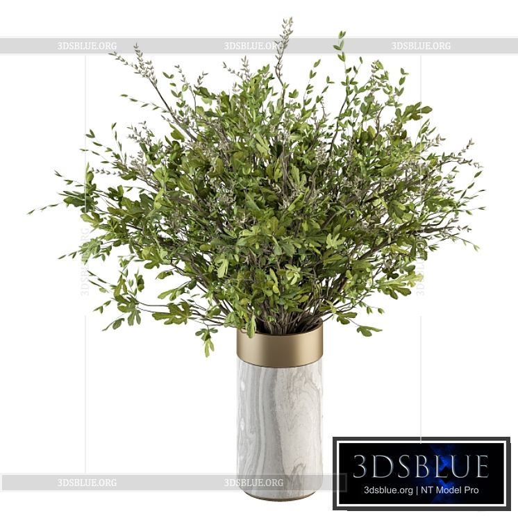 Bouquet – Green Branch in Stone vase 55 3DS Max - thumbnail 3