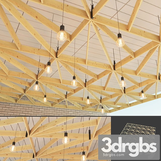 Wooden suspended ceiling 4 3dsmax Download - thumbnail 1