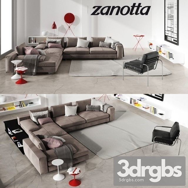 Zanotta Sofa 01 3dsmax Download - thumbnail 1